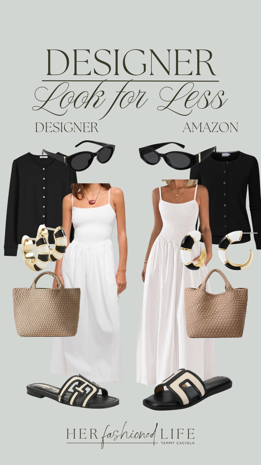 Designer look at Amazon Prices! Always a win.  

#BlackAndWhite #Cardigan #WhiteDress #SpringStyle #SpringOutfit #DesignerForLess #Amazon #ComparingCost #Nordstrom 