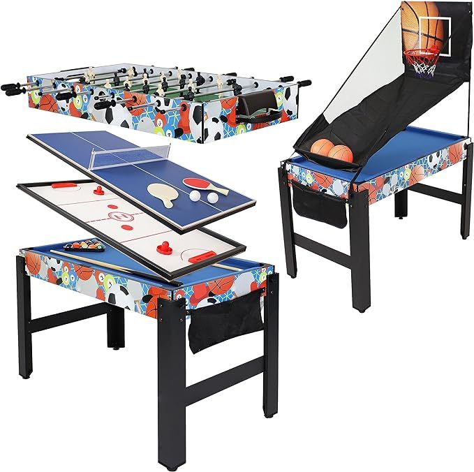 Sunnydaze 45-Inch 5-in-1 Multi-Game Table - Billiards, Air Hockey, Foosball, Ping Pong, and Baske... | Amazon (US)