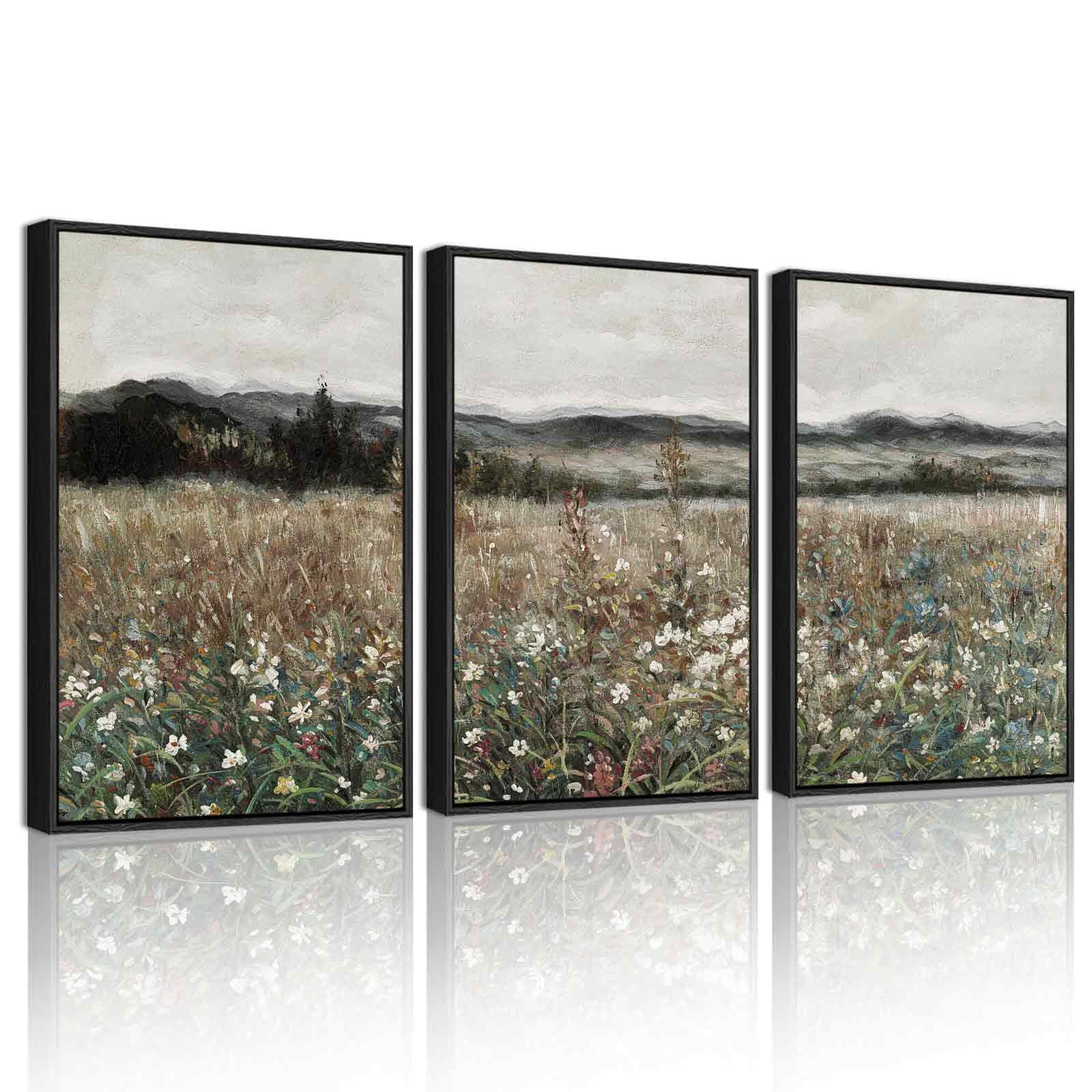 Drsoum Vintage Landscape Wall Art Meadow Flowers Farmhouse Decor Retro Classic Painting for Kitch... | Walmart (US)