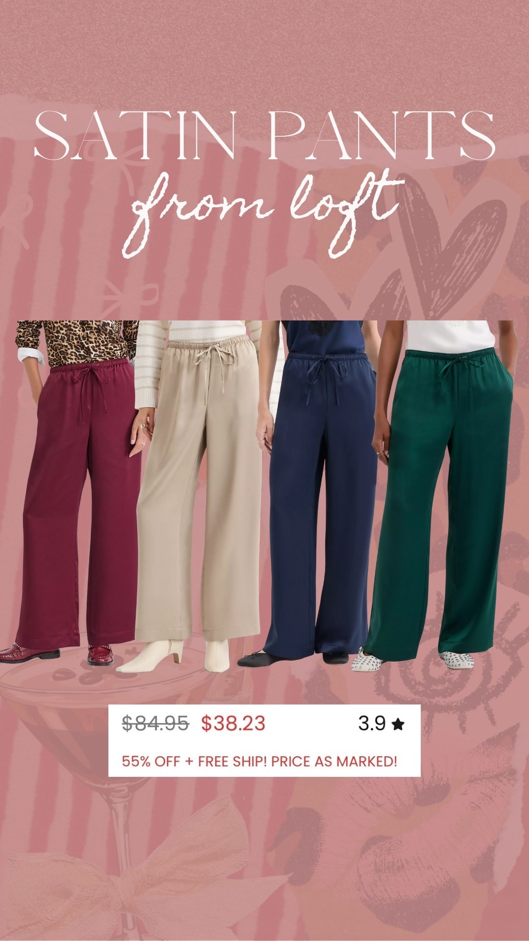 Satin wide leg pants available in petite and tall inseams 

#LTKPetite #LTKSaleAlert #LTKFindsUnder50