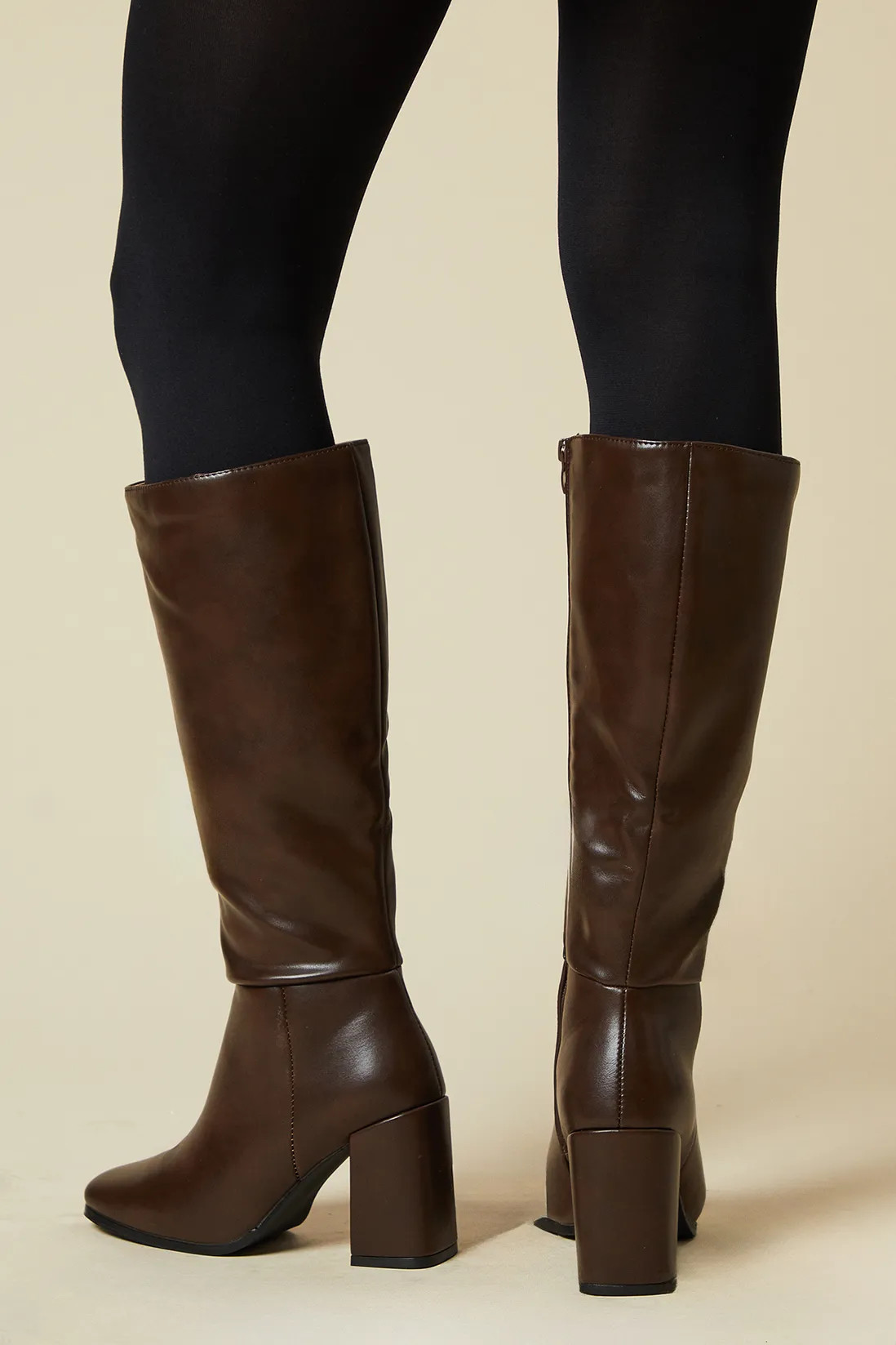 Wide Fit Kristen Square Toe Clean Knee High Boots | Debenhams UK