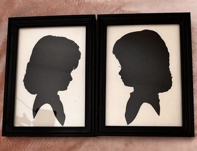 Vintage Silhouette Portraits Art Pair Of Young Girls Classic Wall Decor Handcut | eBay US