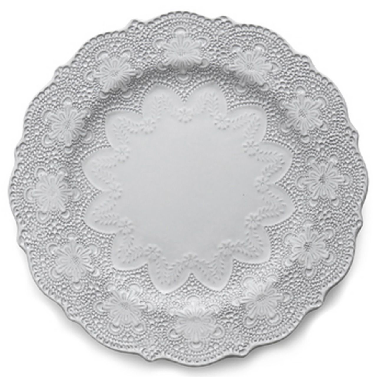 Arte Italica Merletto French Country White Ceramic Dinner Plate | Kathy Kuo Home