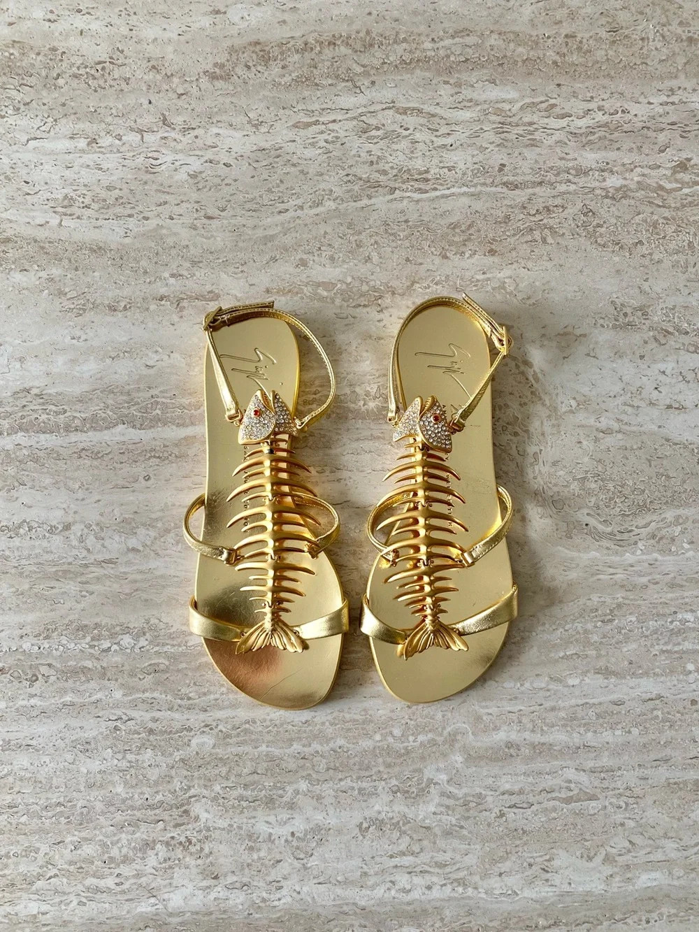 Vintage Giuseppe Zanotti Design Crystal Fishbone Sandals | Poshmark