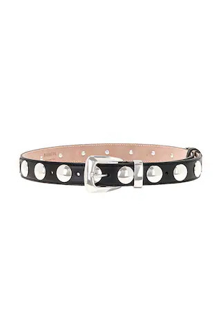 KHAITE Benny Stud Silver Buckle Belt in Black | FWRD 
