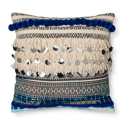 Blue Fringe and Sequins Throw Pillow - Xhilaration™ | Target