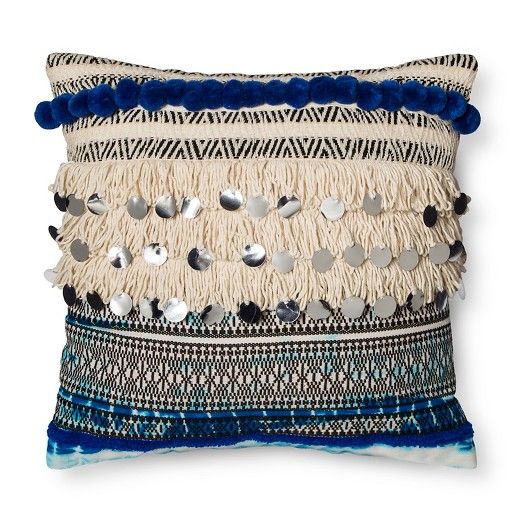 Blue Fringe and Sequins Throw Pillow - Xhilaration™ | Target