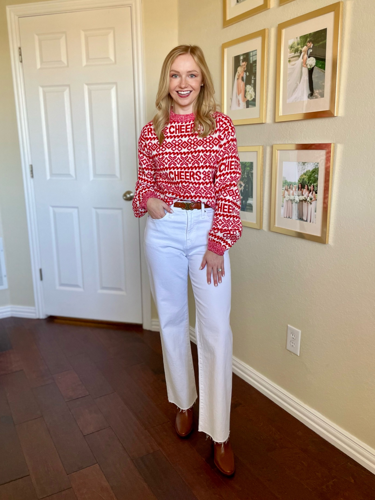 Wearing a 26P in jeans and XS in sweater | Christmas sweater, holiday sweater, holiday outfit 

#LTKSeasonal #LTKCyberWeek #LTKHoliday