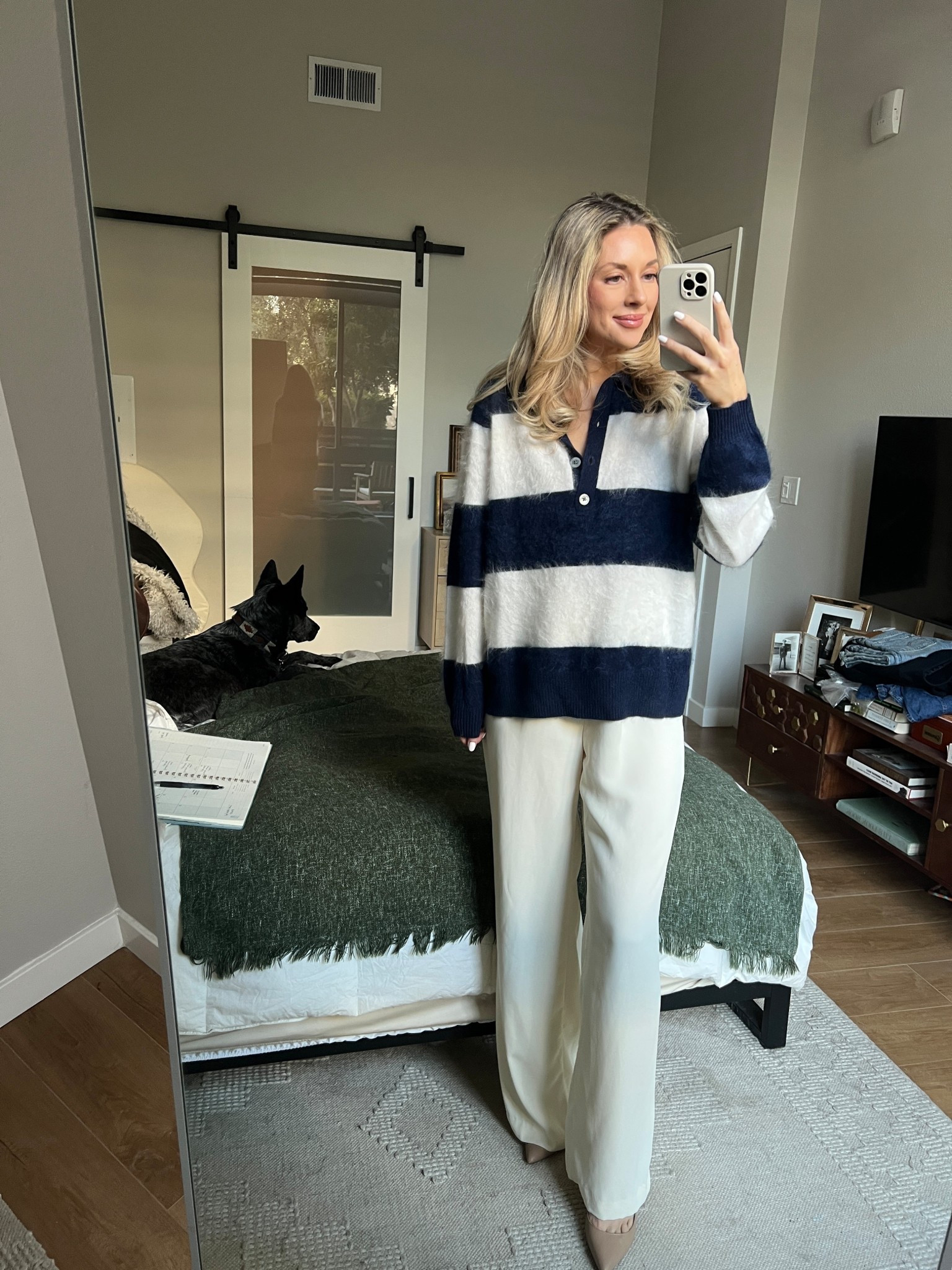 Brushed cashmere rugby sweater is a favorite 

#LTKootd