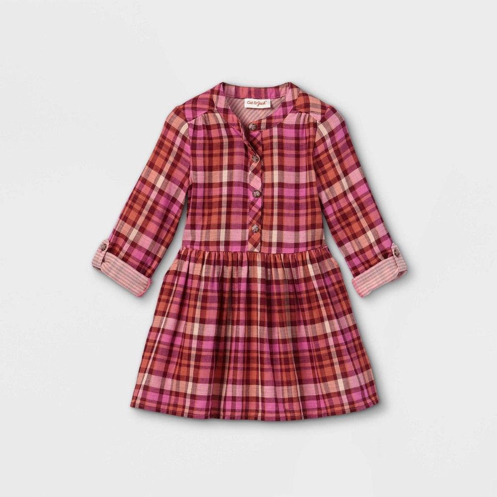 Toddler Girls' Plaid Shirtdress - Cat & Jack Pink 12M | Target