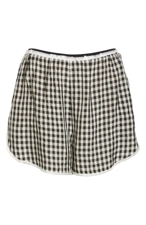 NACKIYÈ Short but Sweet Gingham Check Olympic Shorts in Noir Vichy at Nordstrom, Size 2 Us | Nordstrom
