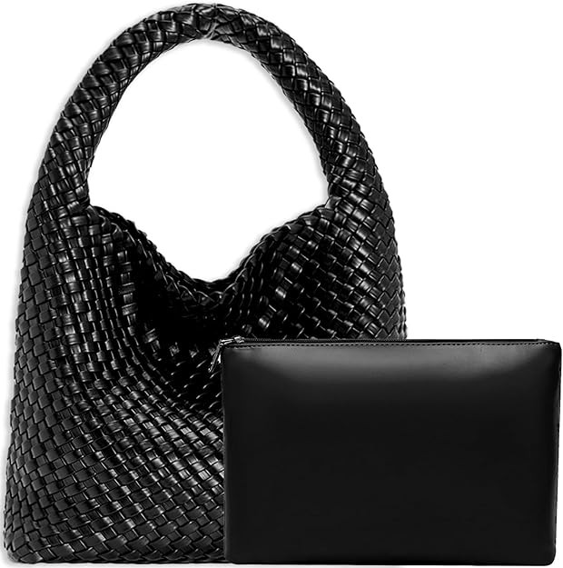 Women Vegan Leather Hand-Woven Tote Handbag Fashion Shoulder Top-handle Bag All-Match Underarm Ba... | Amazon (US)