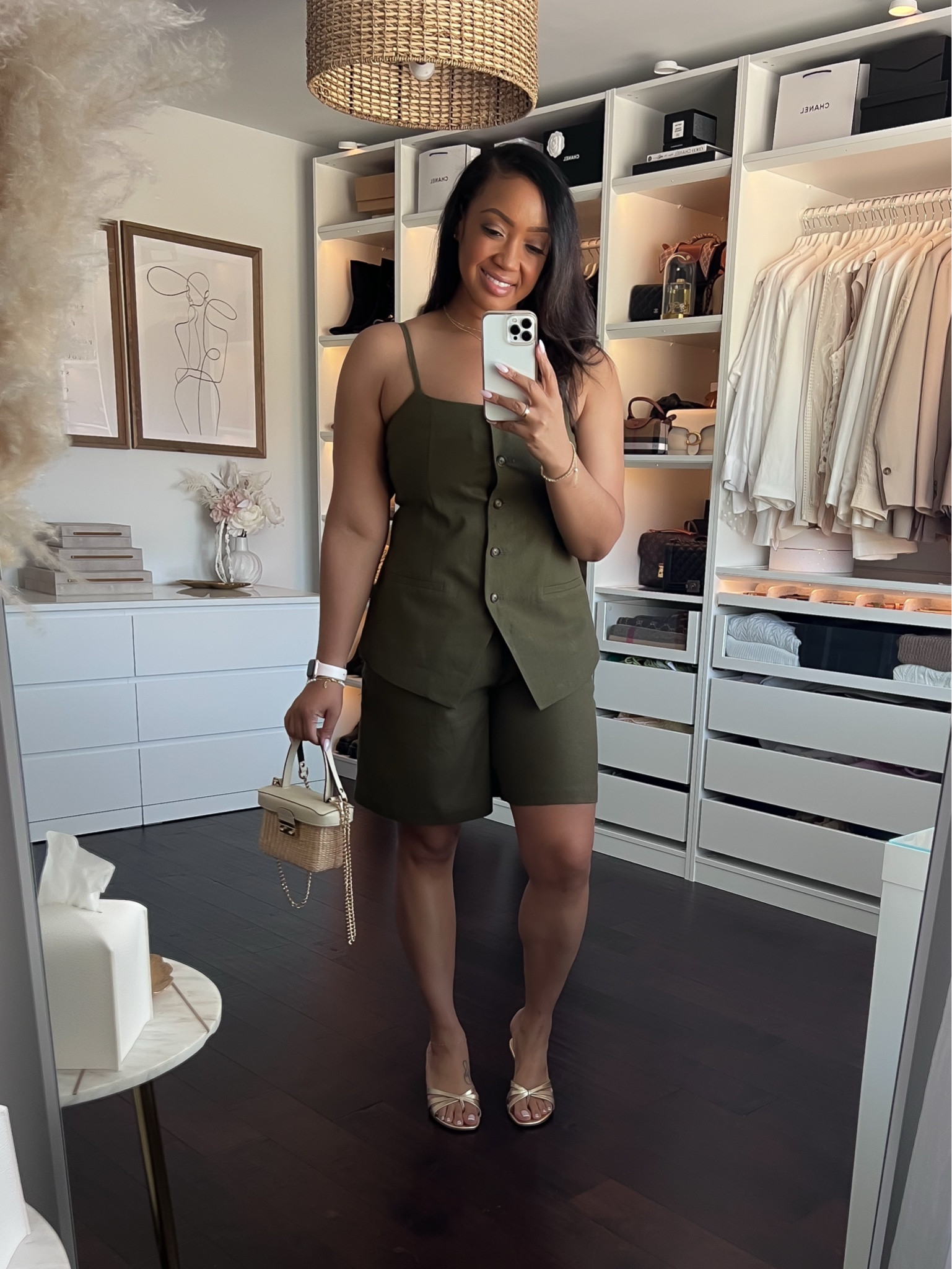 Sharing looks from my latest Walmart Haul! In love with this linen blend Bermuda short set! Runs TTS and I’m wearing a Large in the top and 12 in the shorts. These thong kitten heels are also perfect and super comfortable. They run big though so stick to your true size or if you’re in between, size down. 