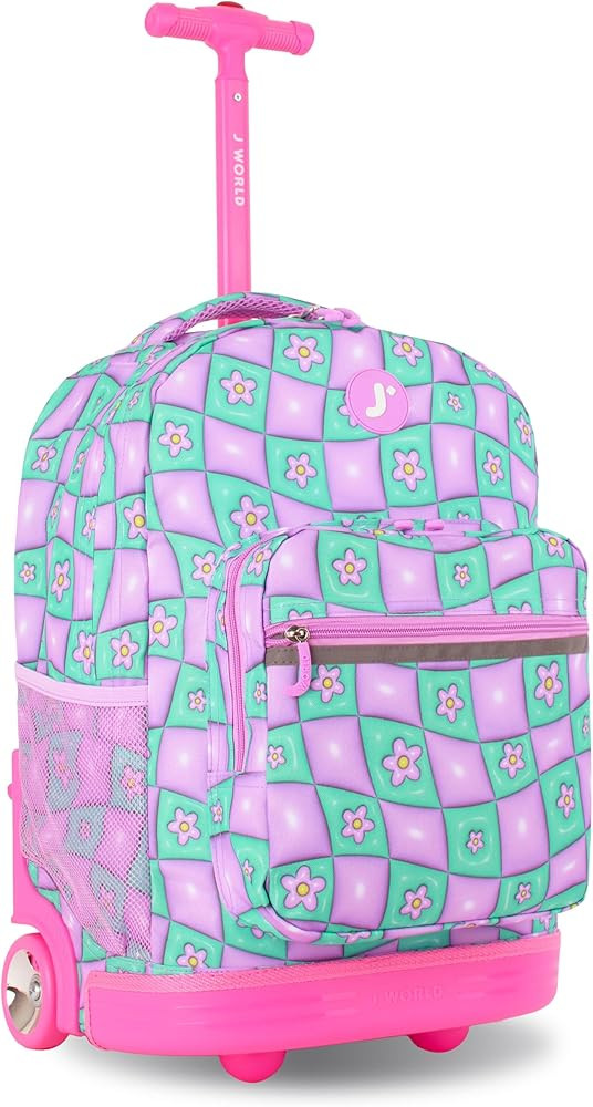 J World Sunrise Kids Rolling Backpack for Girls Boys. Roller Bookbag With Wheels For School, Puff... | Amazon (US)