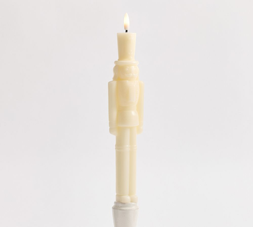 Flameless Nutcracker Taper Candle, Ivory | Pottery Barn (US)