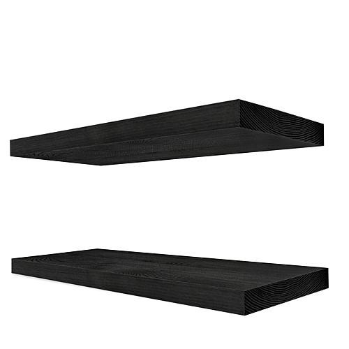 Sorbus Solid Pine Wood Floating Shelves 9"" x 24"" 2-pack - Black | HSN