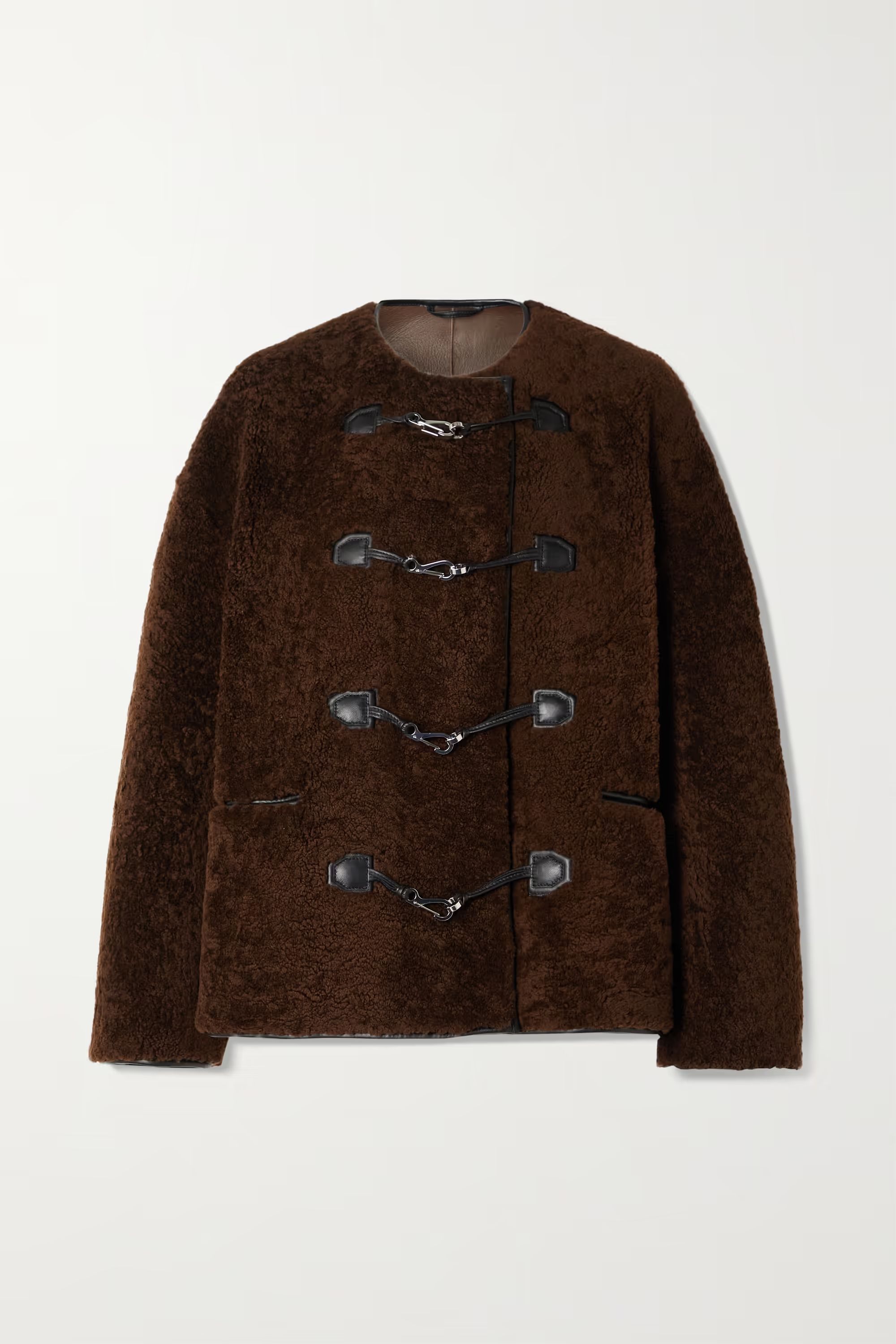 Brown Leather-trimmed shearling jacket | TOTEME | NET-A-PORTER | NET-A-PORTER (UK & EU)