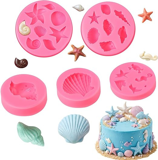 5 Pcs Ocean Silicone Mold Seashell Candle Molds Silicone Moulds for Wax Melt Cake Chocolate Mold ... | Amazon (US)