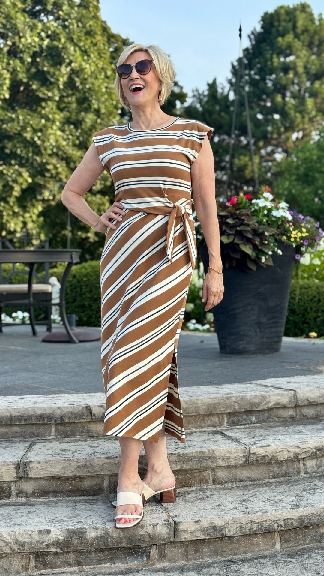 Stepping into summer stripes in this chic Talbots dress ☀️ Effortless, flattering, and perfect for everything from brunch to evenings out. A timeless piece that makes getting dressed feel so easy. 🤎✨ 

#TalbotsStyle #SummerStripes #ChicAndTimeless 

#LTKSeasonal #LTKOver40 #LTKStyleTip