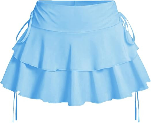 Women's Y2k Mini Ruffle Skirts with Shorts Cute Coquette Skort | Amazon (US)
