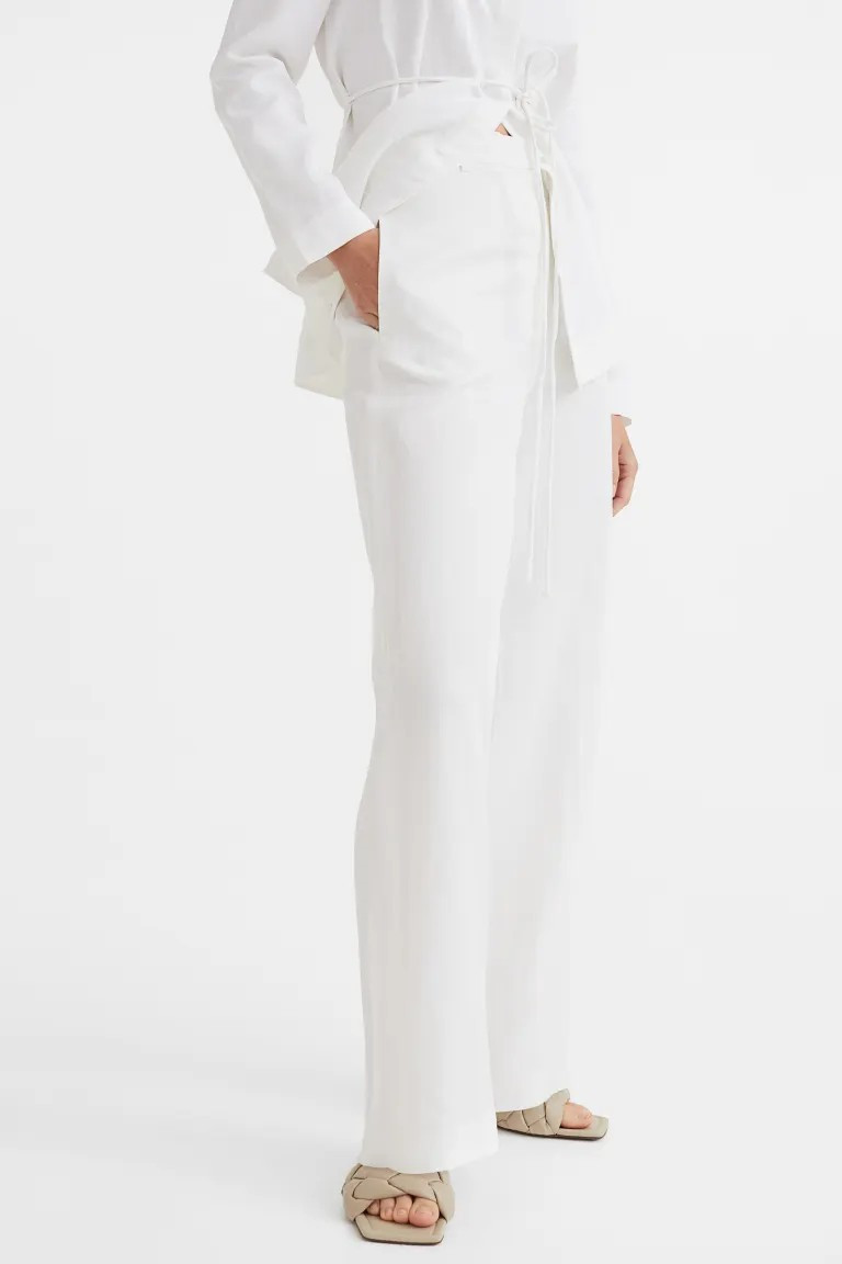 Wide linen-blend trousers | H&M (UK, MY, IN, SG, PH, TW, HK)