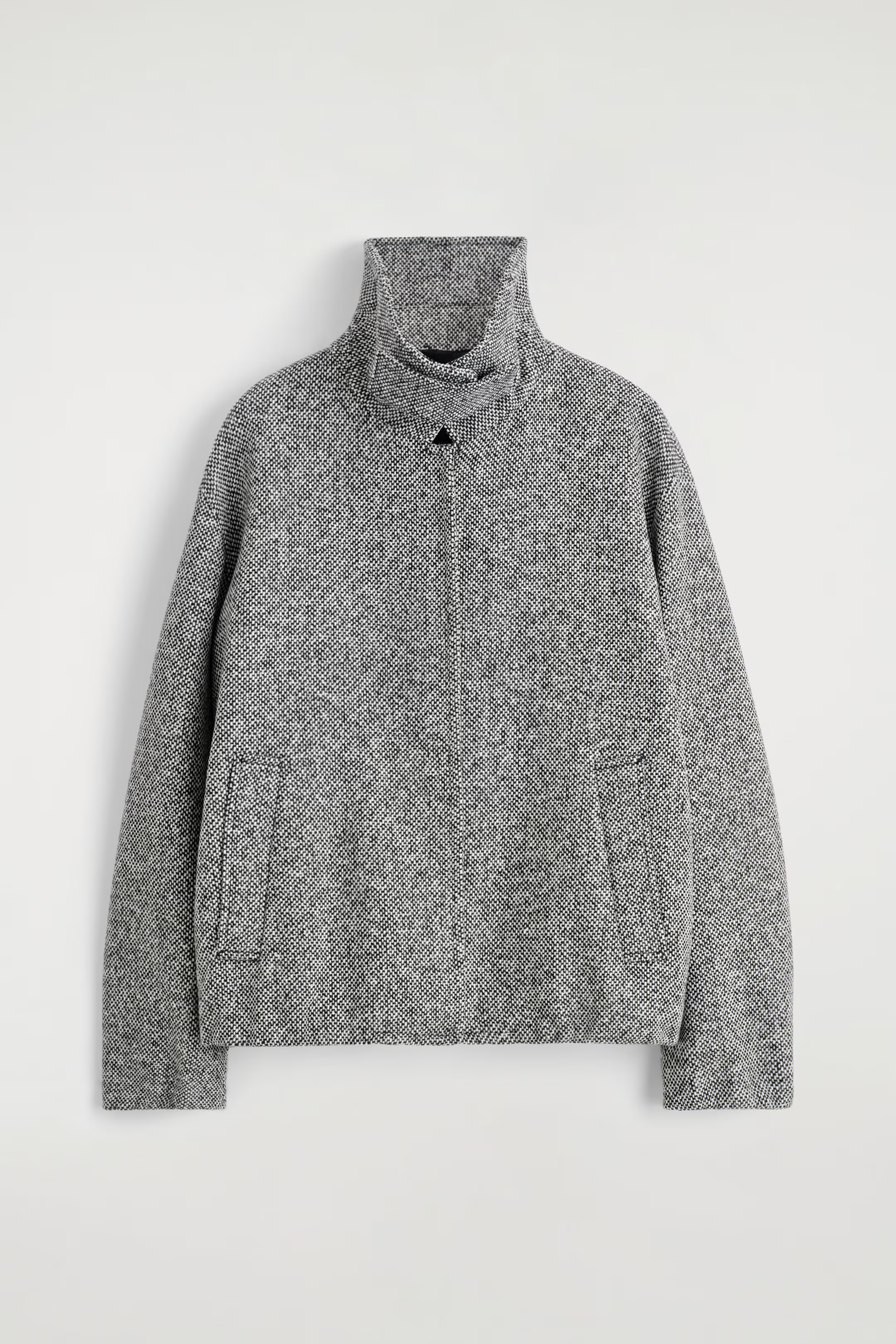 WOOL-TWEED FUNNEL-NECK JACKET - BLACK MÉLANGE | COS US | COS (US)