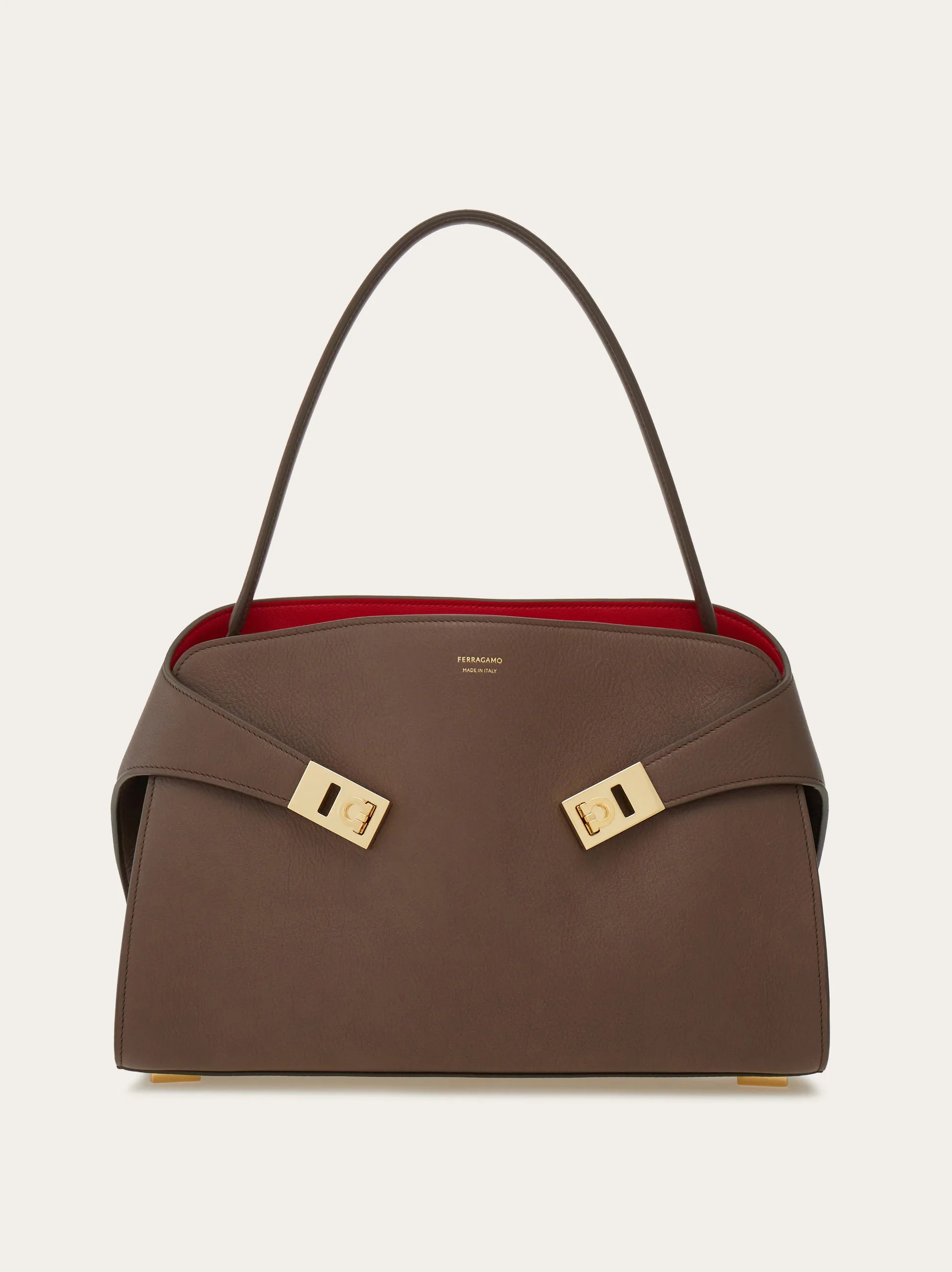 Ferragamo Women Hug soft bicolor shoulder bag (M) Brown | Ferragamo