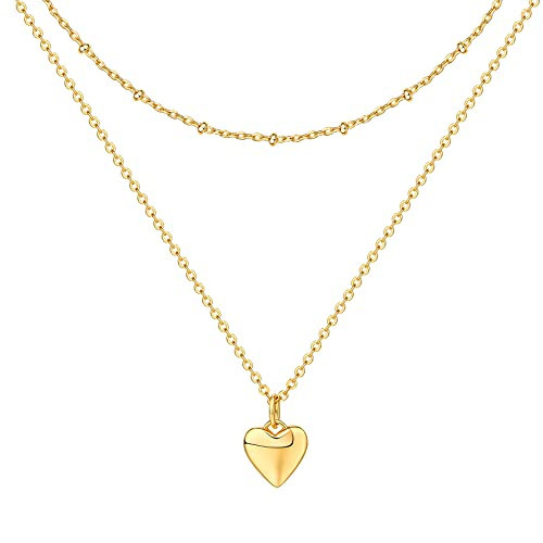 PAVOI 14K Gold Plated Pendant Chain Necklace for Women | Timeless Jewelry for Women | 10x2.4x10mm Gold Plated Yellow Heart Necklace | Yellow Gold | Amazon (US)