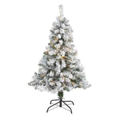 4ft Nearly Natural Pre-Lit LED Flocked Rock Springs Spruce Artificial Christmas Tree Clear Lights | Target