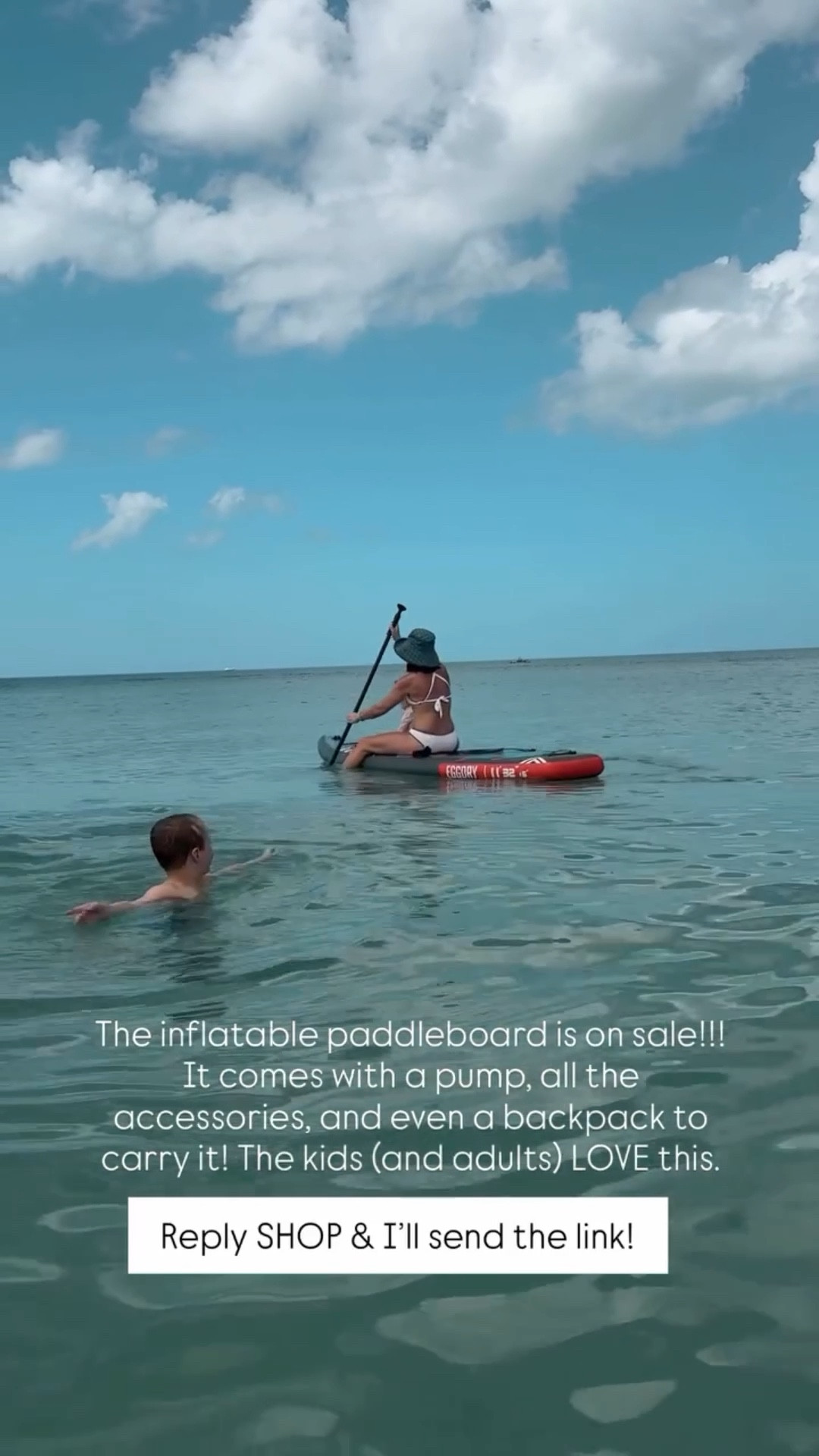 The inflatable paddleboard is on sale!!! It comes with a pump, all the accessories, and even a backpack to carry it! The kids (and adults) LOVE this.  Reply SHOP & I’ll send the link!