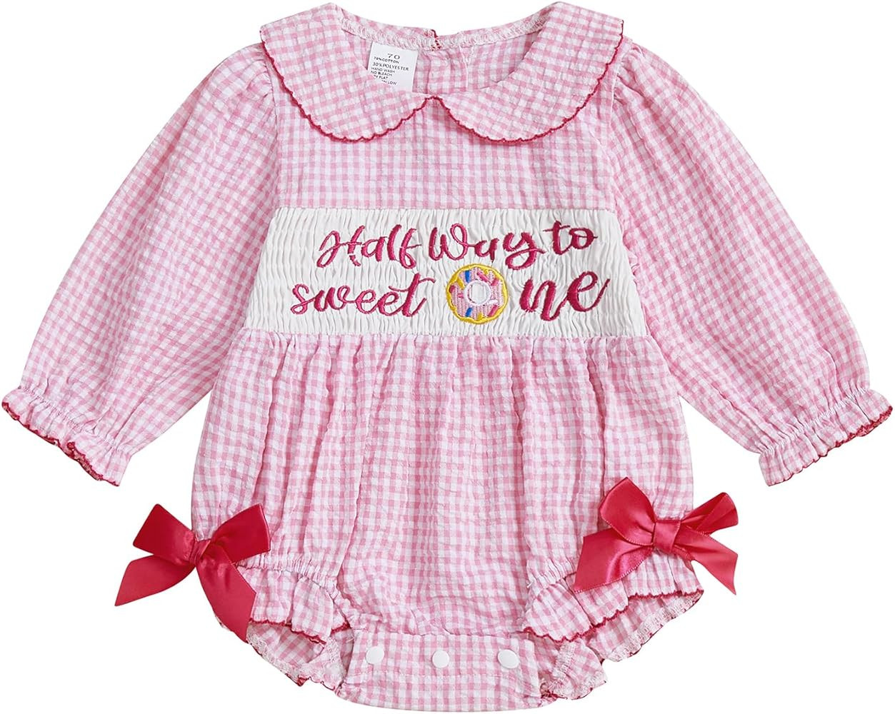 Bagilaanoe Half Birthday Outfit Baby Girl Half Way to Sweet ONE Donuts Short/Long Sleeve Romper S... | Amazon (US)
