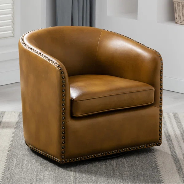 Gatwick Vegan Leather Swivel Barrel Chair | Wayfair North America