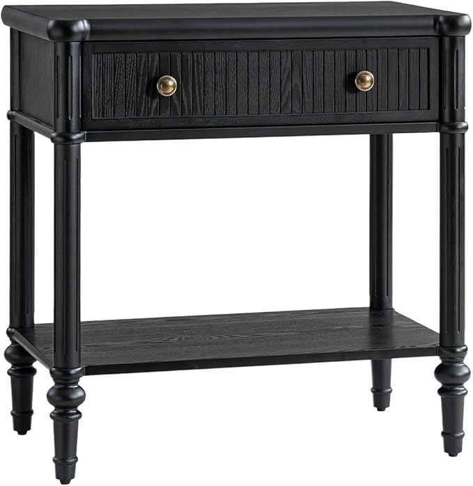 HULALA HOME Traditional End Table with Open Shelf, Fluted Nightstand with Charging Station, Paulo... | Amazon (US)