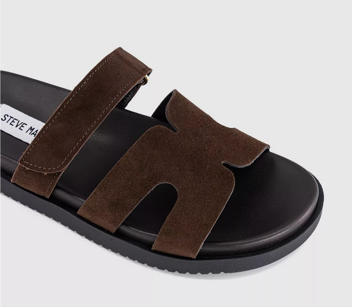 Steve Madden Missile Sandals Dark Brown - Women’s Sandals | Office Shoes (UK)