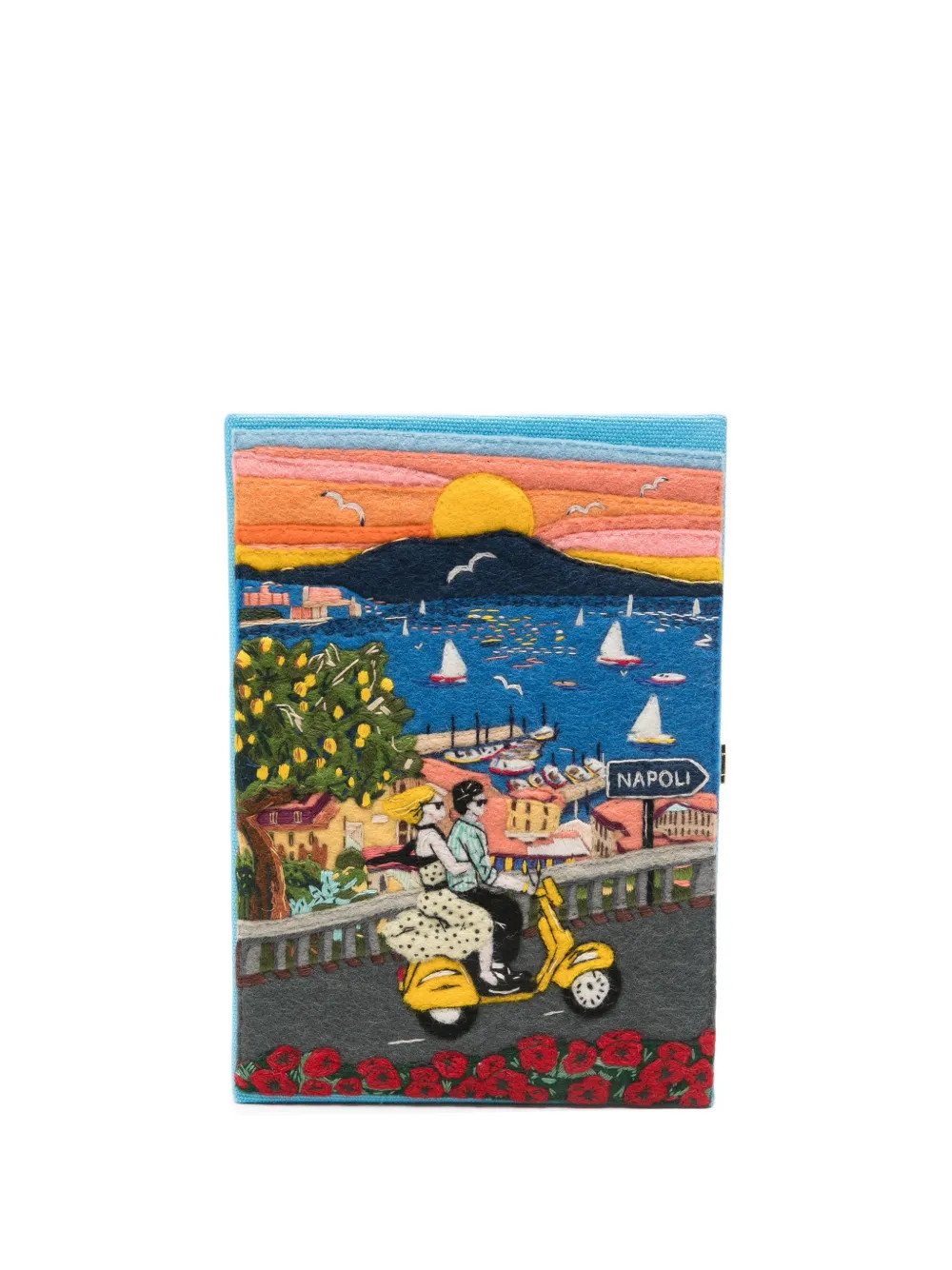 Olympia Le-Tan Napoli embroidered clutch bag - Blue | Farfetch Global