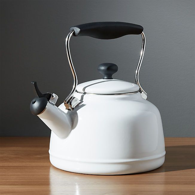 Chantal Vintage White Steel Enamel Tea Kettle + Reviews | Crate & Barrel | Crate & Barrel