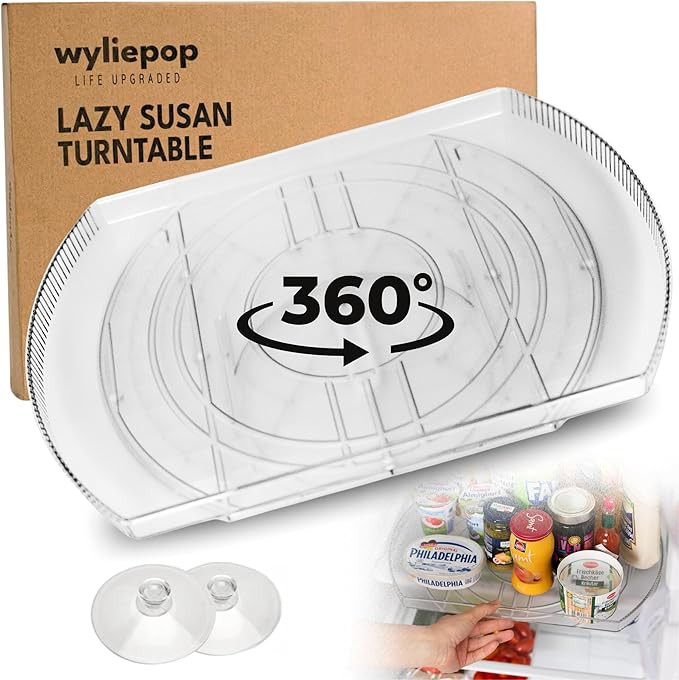 Lazy Susan for Refrigerator - 360° Turntable Refrigerator Organizer and Storage Tray for Fridge,... | Amazon (US)