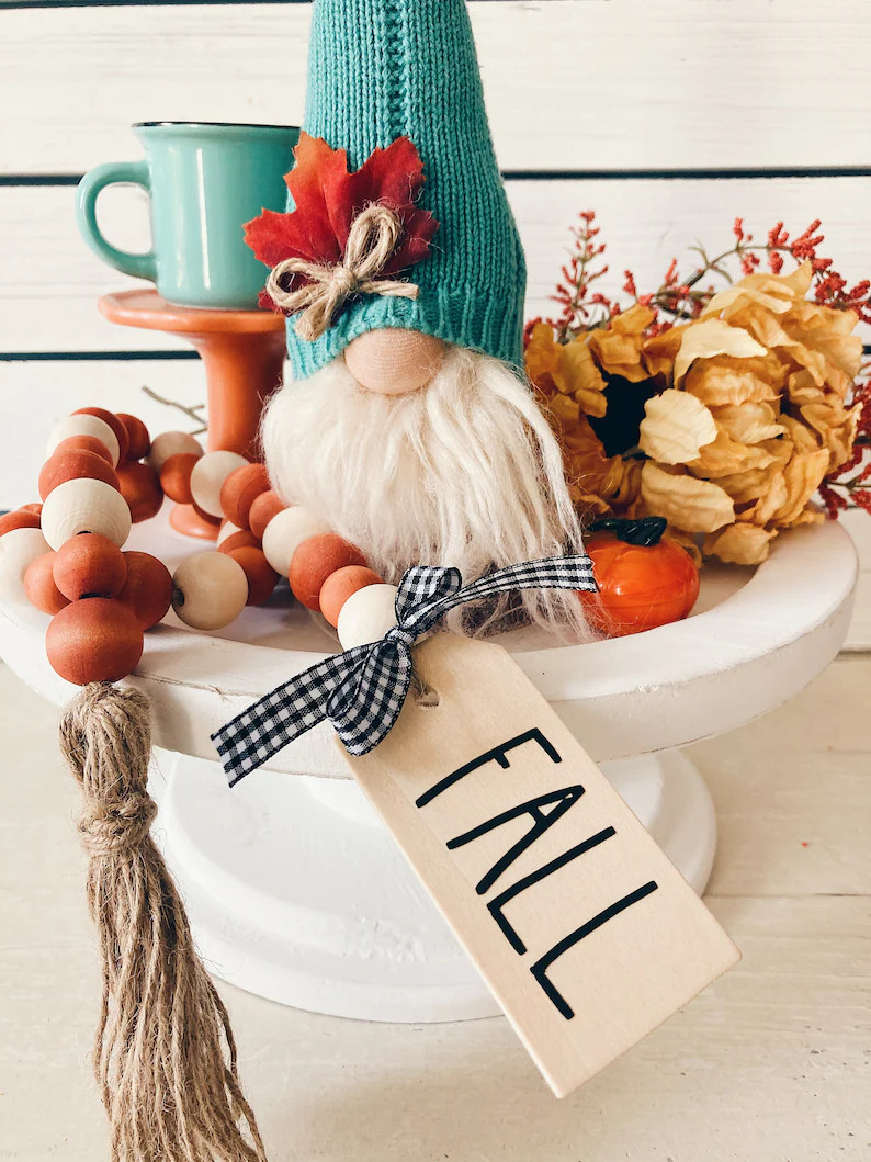 Rustic Orange Fall Farmhouse beads - Rustic Beaded Garland - Orange farmhouse beads with Rae Dunn... | Etsy (US)