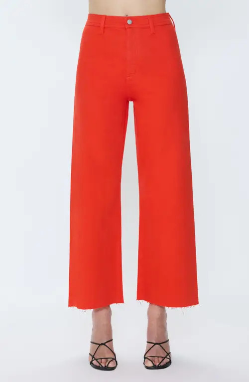 Pistola Penny Crop High Waist Raw Hem Wide Leg Jeans in Chili at Nordstrom, Size 31 | Nordstrom