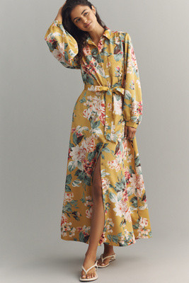 The Mona Silky Maxi Shirt Dress by Maeve | Anthropologie (US)