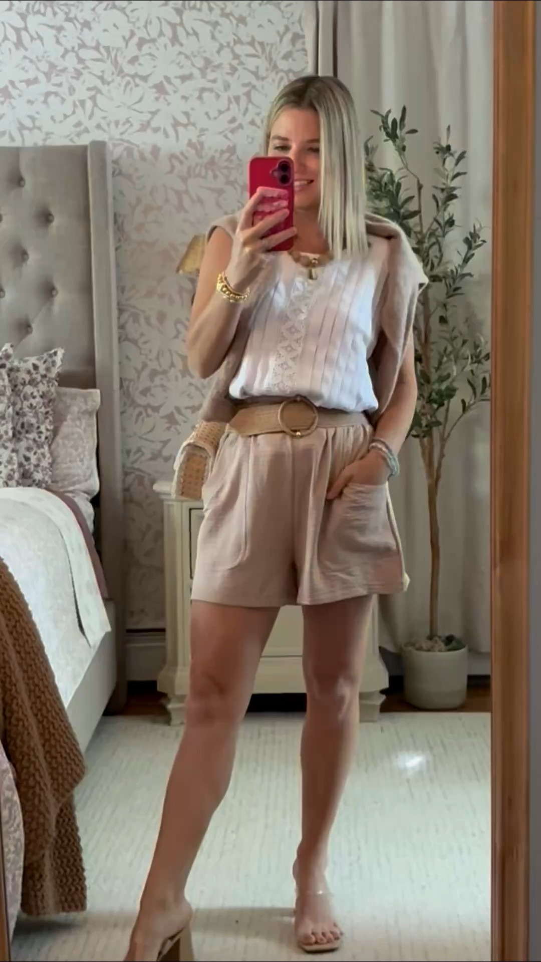 Loving this outfit! Easy neutral outfit to copy for summer! Cute for workwear if you can wear shorts to work!

#LTKootd #LTKPetite #LTKSaleAlert