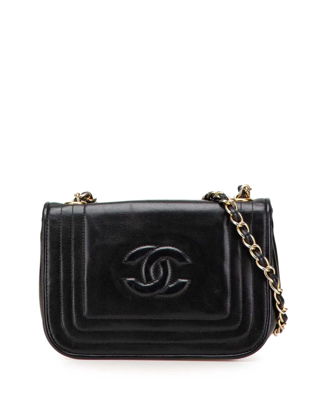 CHANEL Pre-Owned 1986-1988 CC Stitched Lambskin Flap crossbody bag - Black | Farfetch Global