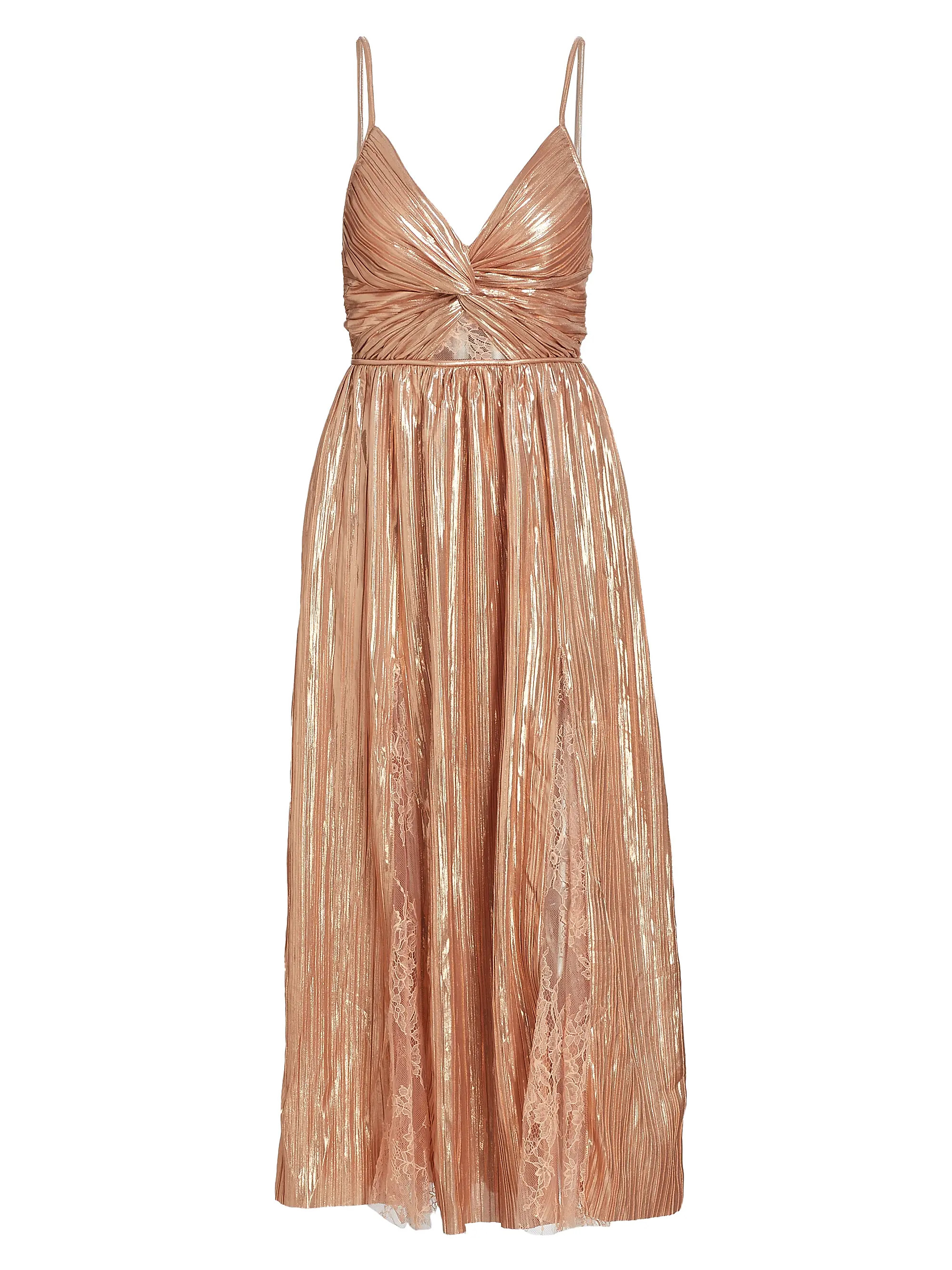 Fanny Metallic & Lace Sleeveless Midi-Dress | Saks Fifth Avenue