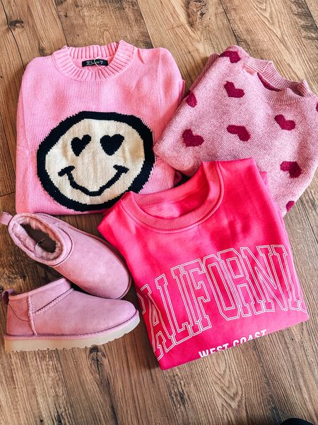 Heart sweaters
Valentines sweaters
Oversized sweatshirt 
Ultra mini UGG boots
Pink Uggs

#LTKSeasonal #LTKshoecrush #LTKunder50
