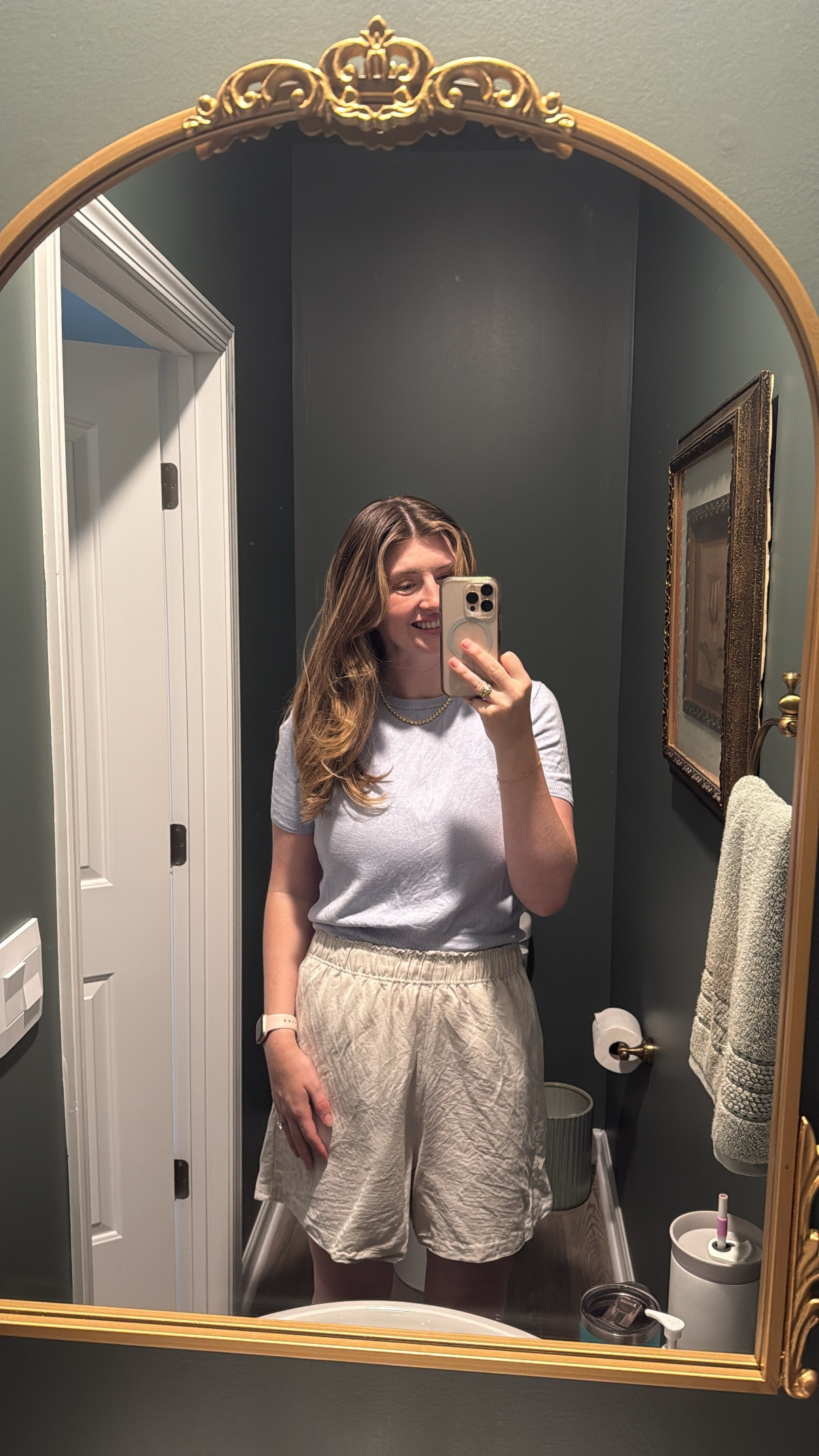 Easy mom outfit! Love these linen shorts for summer. I couldn’t find the exact H&M top so I linked a few similar ones. This with a classic tennis necklace feels comfortable but effortless for picking my kid up from daycare. Love! 

#LTKStyleTip #LTKFindsUnder100 #LTKSeasonal