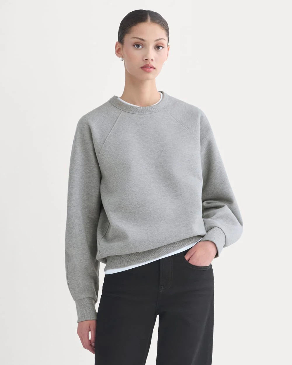 Luxe Fleece Raglan Crewneck | Vintage Heather Grey | Everlane