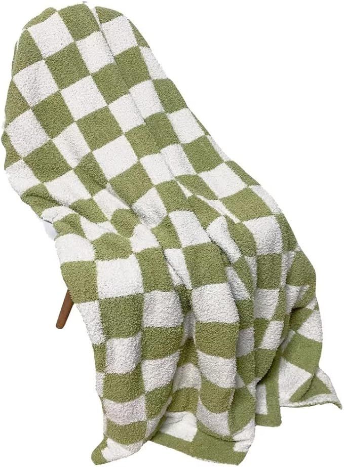 GY Throw Blankets Checkered Fuzzy Sage Green Blanket Plaid Decorative Green Throw Blanket - Super... | Amazon (US)