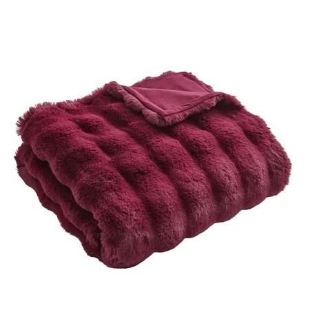 Better Homes & Gardens Merlot Bubble Faux Fur Ultra Soft Luxury Oversized Throw Blanket 50" x 72", Merlot Wine, Adult | Walmart (US)