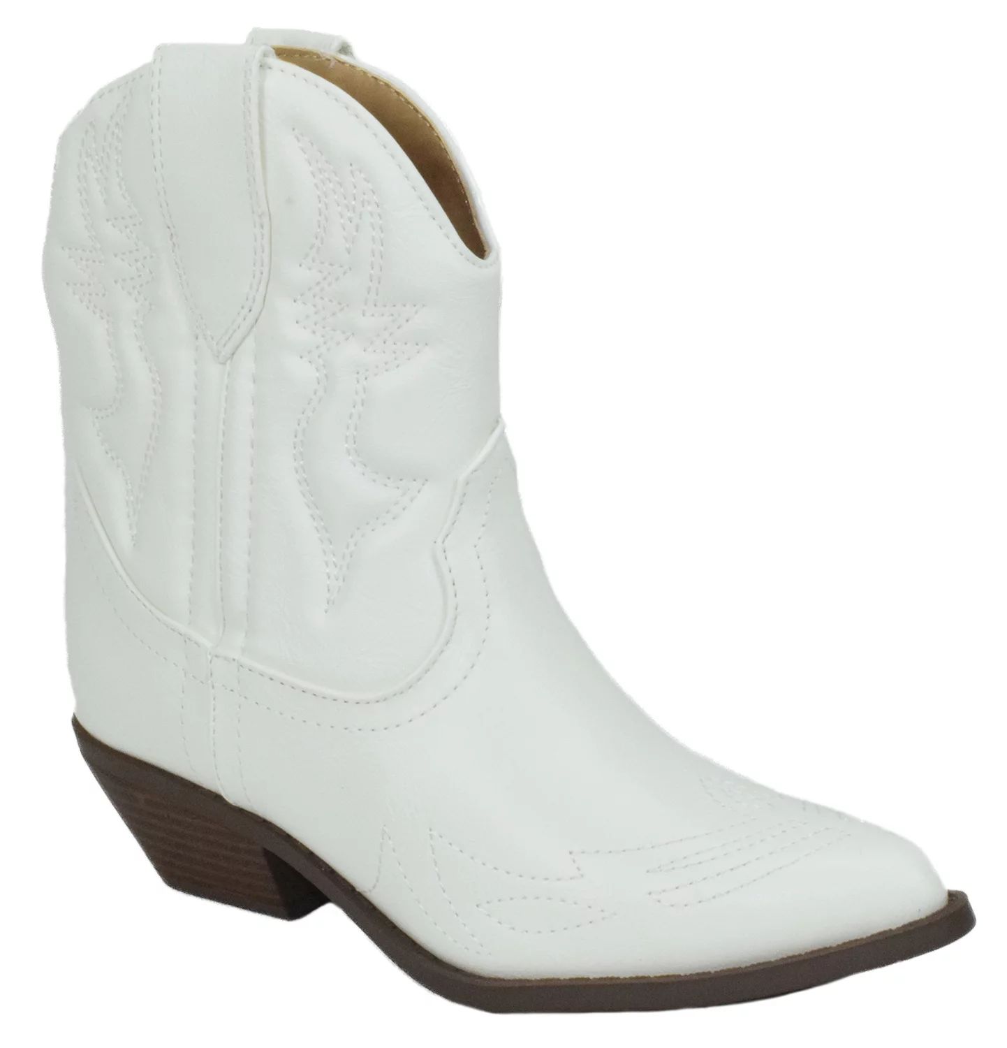 Soda Women Cowgirl Cowboy Western Stitched Ankle Boots Pointed Toe Short Booties RIGGING-S White ... | Walmart (US)