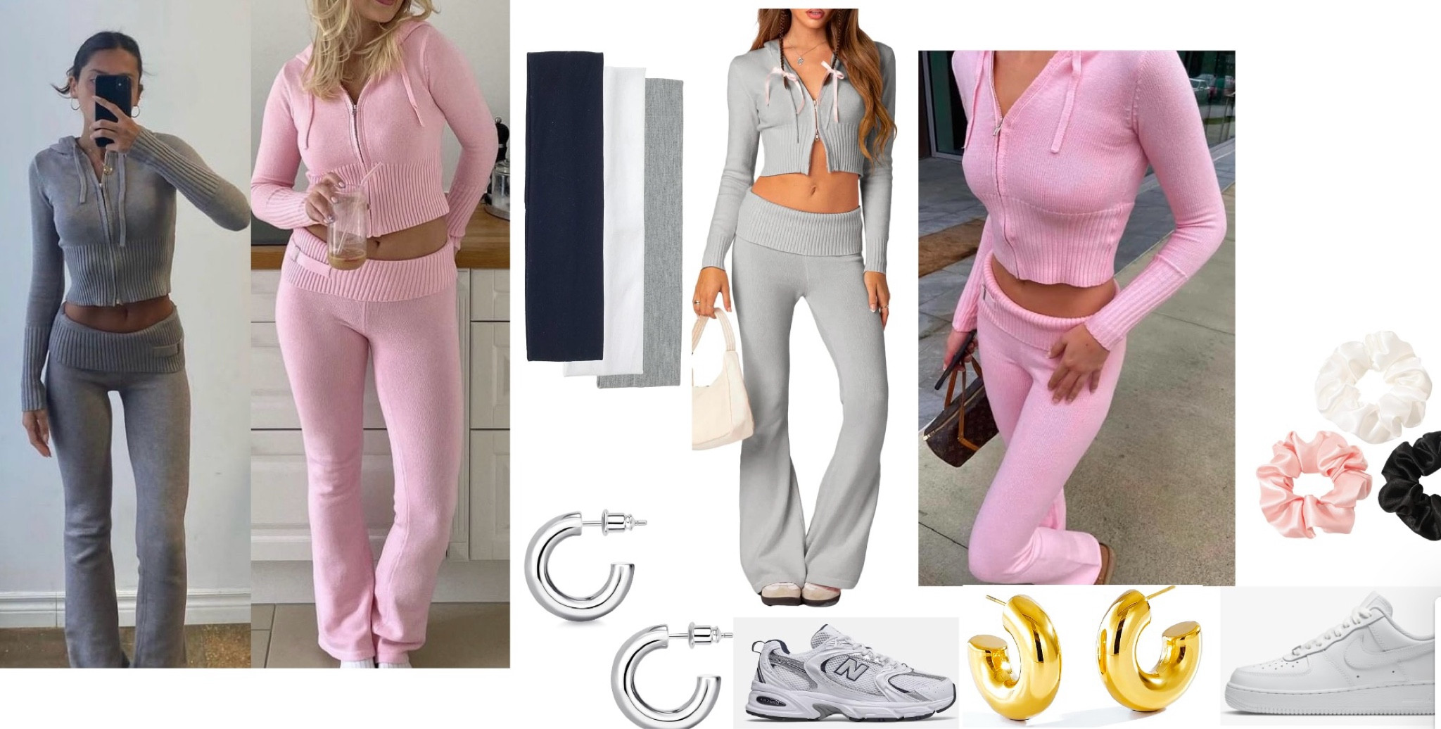 Pink / grey up zip up sweater with matching fold over cozy pants for errands or lounging around! Pair with gold or silver jewelry with new balances or air forces! Accessorize with headbands or scrunchies! 

#LTKstyletip #LTKSeasonal #LTKfindsunder100